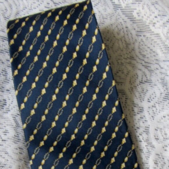 Versace Men Tie, 100% Silk, Navy/Yellow - Picture 6 of 6